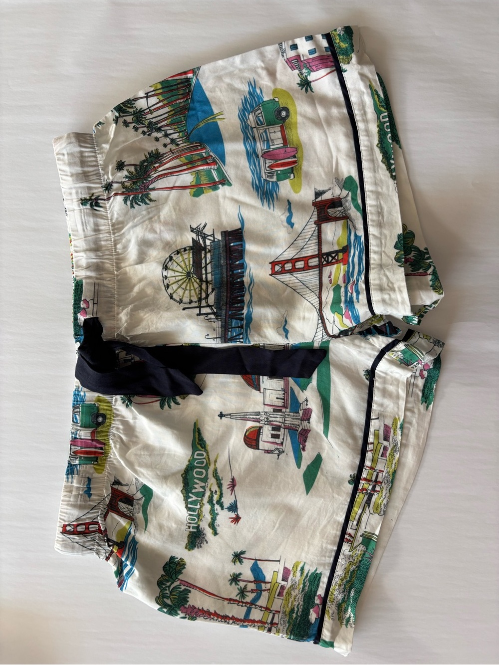 Katie Kime California Toile Pajama Short Set S Cotton Hollywood Golden Gate Surf - Picture 11 of 11